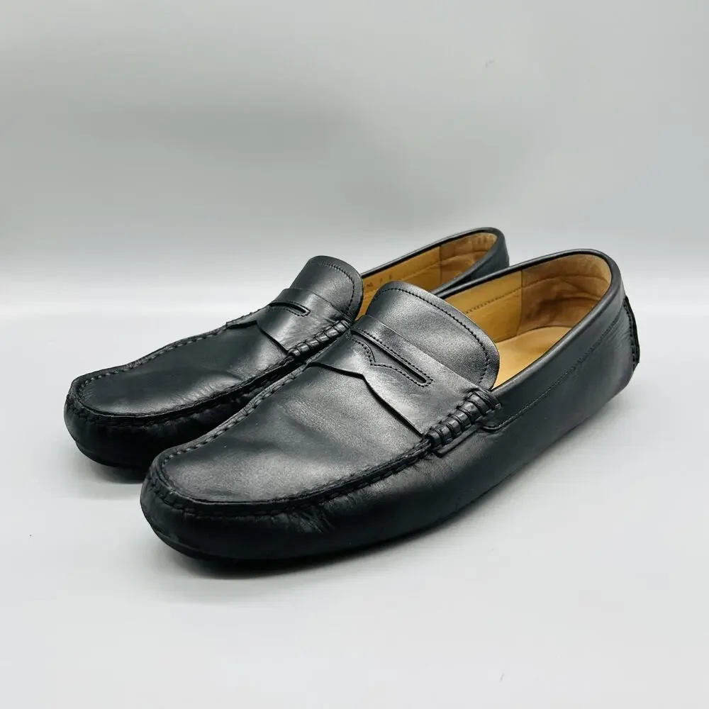 Bally Shoes Mens 9 Black Leather Driving Penny Loafers Slip On Casual Comfort